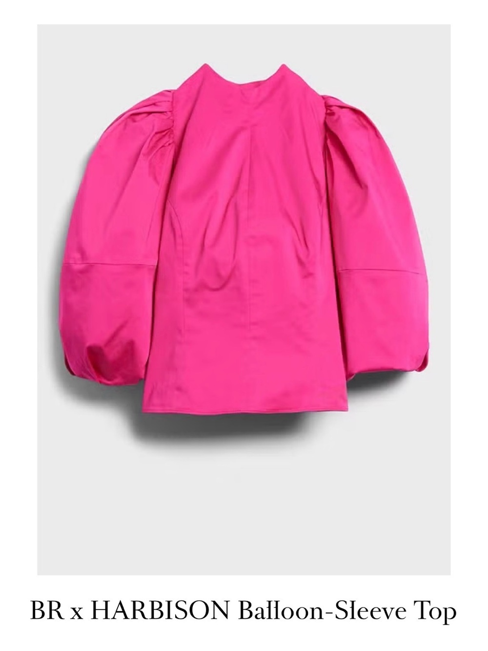 NWT BR x Harbison Fuchsia Balloon-Sleeve Top Size L SOLD OUT